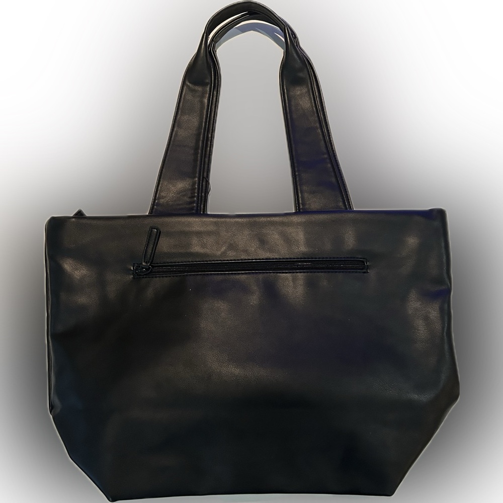 Bugatti Black vegan Tote Bag with zipper closure outside zipper🆓umbrella - Picture 3 of 15